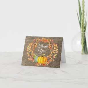 Waterverf Herfst Pompoen Jute Bedankt kaart