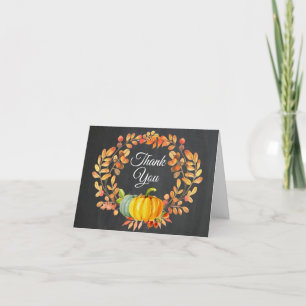 Waterverf Herfst Pompoen Krijtbord Bedankt kaart