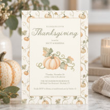 Waterverf Herfst Pompoen Thanksgiving Diner