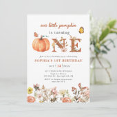 Waterverf Herfst Pompoen Wildflower 1e Verjaardag Kaart (Staand voorkant)