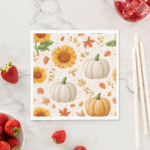 Waterverf Herfst Pompoenen & Zonnebloemen Patroon Servet