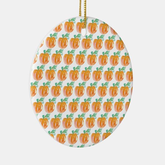 Waterverf Herfst Pumpkins Oranje Pattern Keramisch Ornament (Rechts)