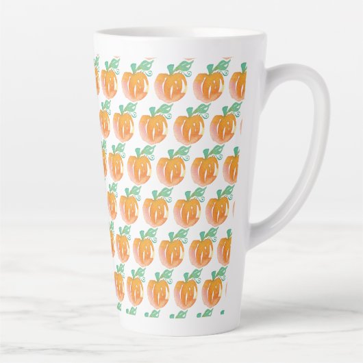Waterverf Herfst Pumpkins Oranje Pattern Latte Mok (Rechts)