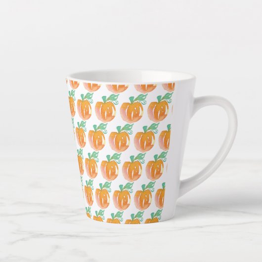 Waterverf Herfst Pumpkins Oranje Pattern Latte Mok (Rechts)