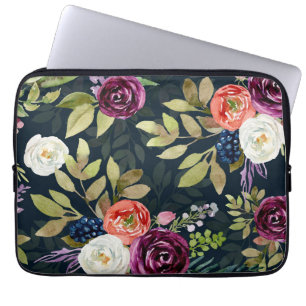 Waterverf Herfst Rozen Patroon Laptop Mouw Sleeve