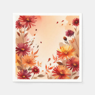Waterverf Herfst Scene met Aster Flowers Servet
