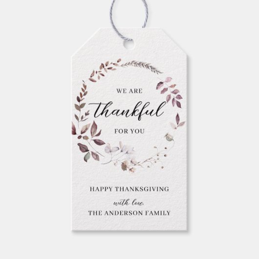 Waterverf Herfst Thanksgiving Dankbaar voor U Cadeaulabel (Voorkant)