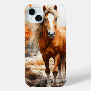 WATERVERF HERFST THEMA PAARD iPhone 15 MINI HOESJE