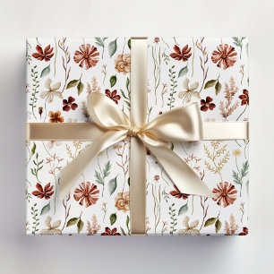 Waterverf Herfst Wilde Bloem Tuin Bloemmotief Cadeaupapier