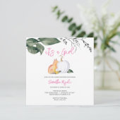 Waterverf Herfst Woodland Baby Meisje Douche Kaart (Staand voorkant)