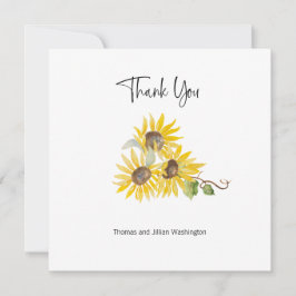 Waterverf Herfst Zonnebloem Aangepast Hartelijk da Bedankkaart