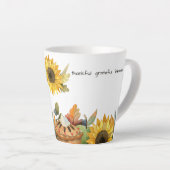 Waterverf Herfst Zonnebloem Pompoen Pie gepersonal Latte Mok (Rechterhoek)