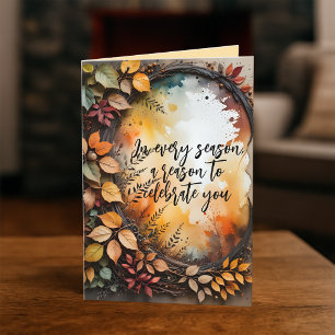 Waterverf Herfstblad Krans Herfst Verjaardag Kaart