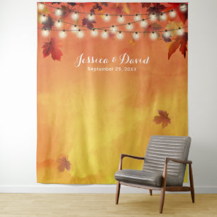 Waterverf Herfstbladeren Elegant Herfst Bruiloft Wandkleed