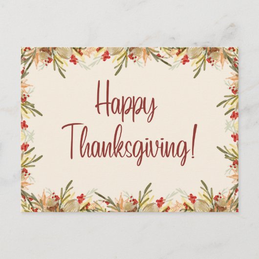 Waterverf herfstbladeren en bessen Thanksgiving Briefkaart (Voorkant)