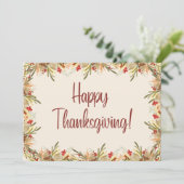 Waterverf herfstbladeren en bessen Thanksgiving Feestdagenkaart (Staand voorkant)