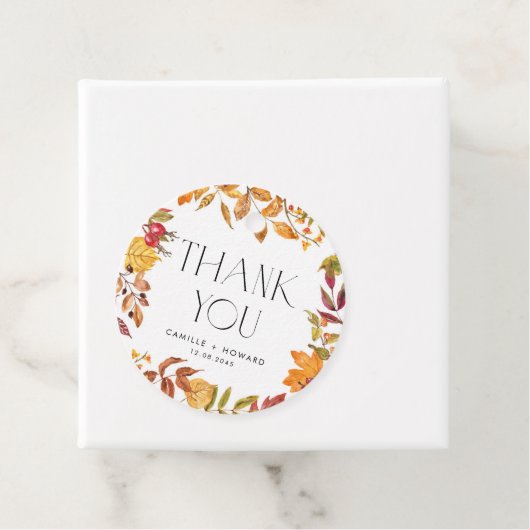 Waterverf herfstbladeren krans bruiloft bedankt bedankjes labels (In situ)
