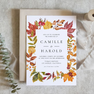 Waterverf herfstbladeren Lijst herfstbruiloft Kaart