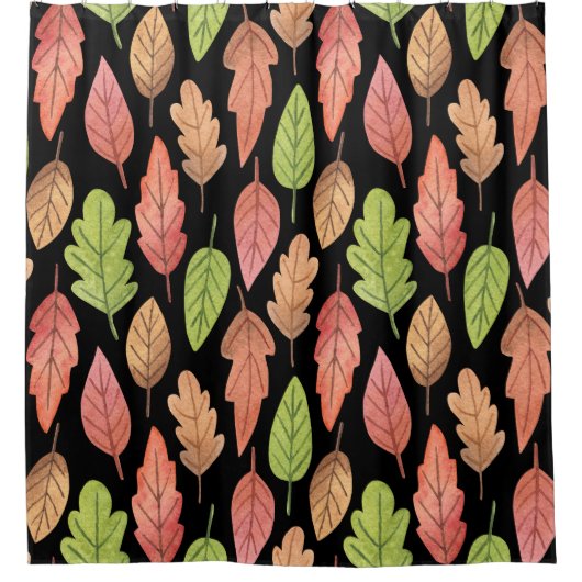 Waterverf herfstbladeren: naadloos patroon douchegordijn (Voorkant)