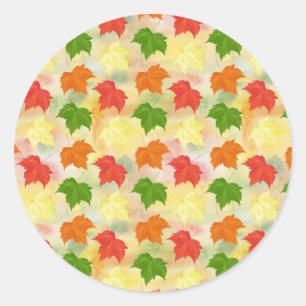 waterverf herfstbladeren ronde sticker