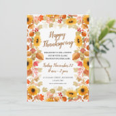 waterverf herfstbladeren Thanksgiving uitnodiging (Staand voorkant)