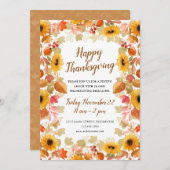 waterverf herfstbladeren Thanksgiving uitnodiging (Voorkant / Achterkant)