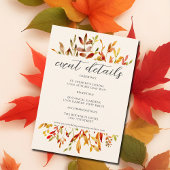 Waterverf herfstbladeren Wedding Event Details Informatiekaartje