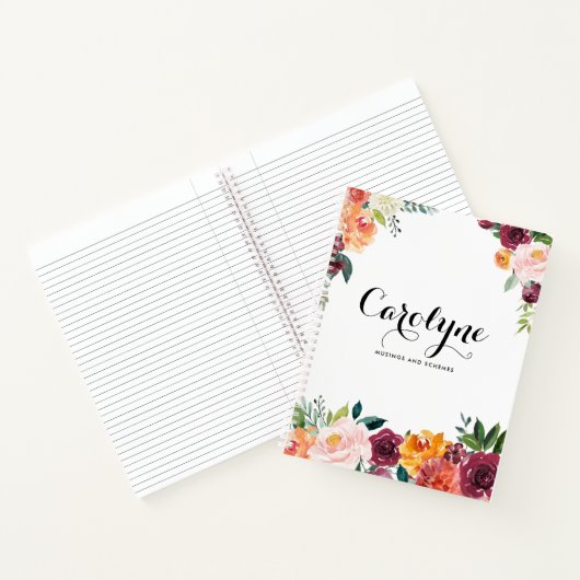 Waterverf Herfstbloei gepersonaliseerd Notitieboek (Binnen)
