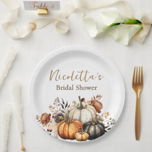 Waterverf Herfstbloemen en Pompoenen Papieren Bordje