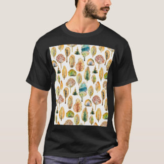 Waterverf herfstbomen, naadloos patroon. t-shirt