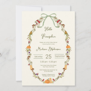 Waterverf Herfstkrans Hallo Pompoen Baby Shower Kaart