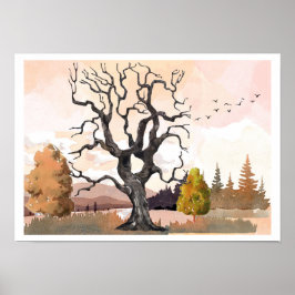 Waterverf herfstlandschap poster