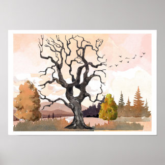 Waterverf herfstlandschap poster