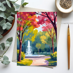 Waterverf herfstpark herfstloof briefkaart