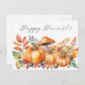 Waterverf herfstpompoen briefkaart (Voorkant / Achterkant)