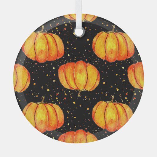 Waterverf herfstpompoenen, Halloween print Glas Ornament (Voorkant)