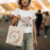 Waterverf Herfsttuin Monogram Canvas Tote Bag