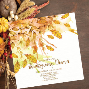 Waterverf herfstvakantie Thanksgiving Diner Kaart