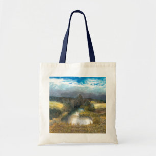 waterverf herfstvijver tote bag