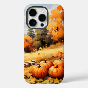 Waterverf Herfstweg Pompoen vallende bladeren iPhone 16 Pro Hoesje