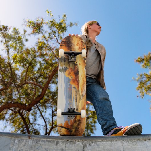 Waterverf Herfstweg Pompoen vallende bladeren Skateboard (Buiten 1)