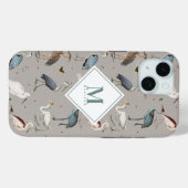 Waterverf Heron Vogel Egret Natuur Monogrammed Case-Mate iPhone Case (Achterkant (horizontaal))