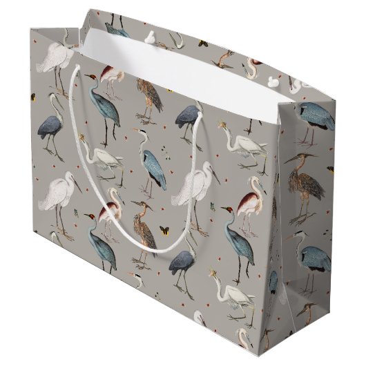 Waterverf Heron Vogel Egret Natuur Patroon Groot Cadeauzakje (Achterkant Gekanteld)