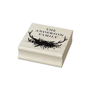 waterverf hert bloementerracotta modern elegant rubberstempel