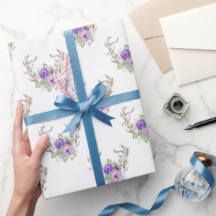 Waterverf Herten Antler Boeket Cadeaupapier