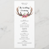 Waterverf Herten Antlers Boheemse land bruiloft Programma (Achterkant)