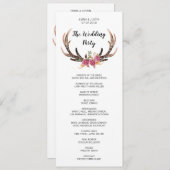 Waterverf Herten Antlers Boheemse land bruiloft Programma (Voorkant / Achterkant)