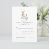 Waterverf Herten Antlers Bruiloft RSVP Kaarten (Staand voorkant)
