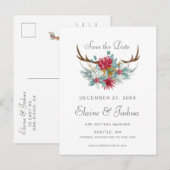 Waterverf Herten Bloemengewei Save the date Aankondigingskaart (Voorkant / Achterkant)