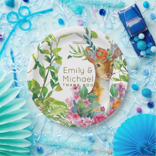 Waterverf Herten Bosgroen Feestelijke Benodigdhede Papieren Bordje (Feest)